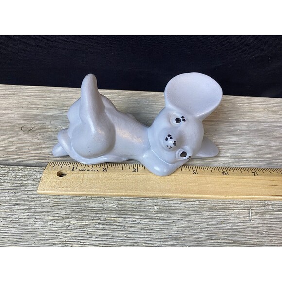 Vtg Hand Painted Ceramic Mouse Figurine Laying Lazy Seductive Gray Big Ears 6” - Picture 8 of 9